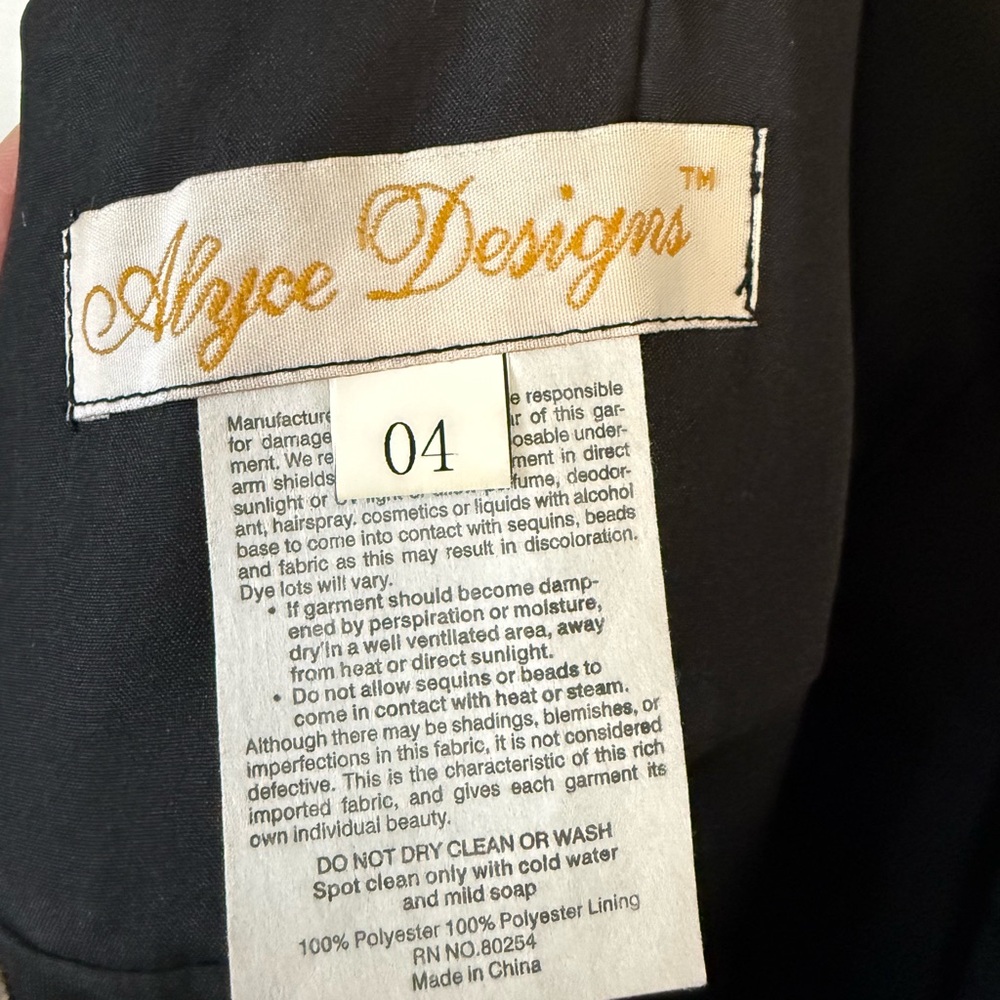 Vintage Y2K ALYCE Designs Black Chiffon Ruched Formal Dress Size 4 - Picture 5 of 14